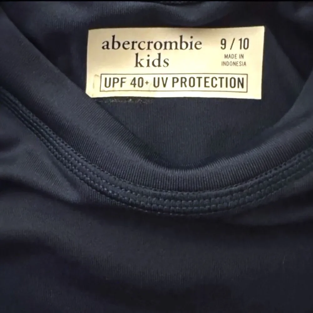 Abercrombie Kids Boys Rash Guard UPF 40+ Swim Shirt Unisex Navy Blue Size 9/10